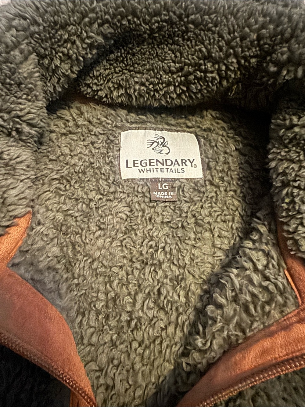 Legendary Whitetails Olive Sherpa Quarter-Zip Pullover with Tan Trim - Picture 2 of 5